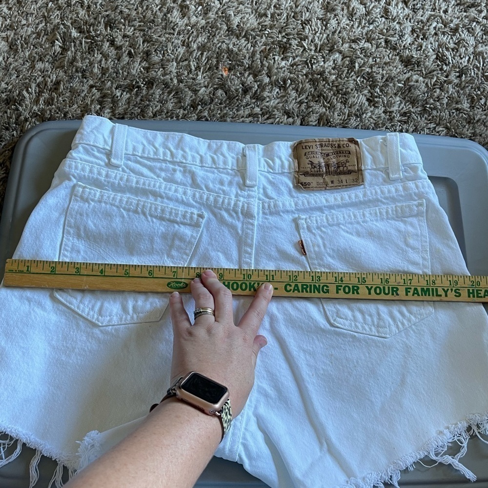 Levi’s vintage orange tab 550 relax fit white rigid denim diy cut off mom short - Picture 8 of 11